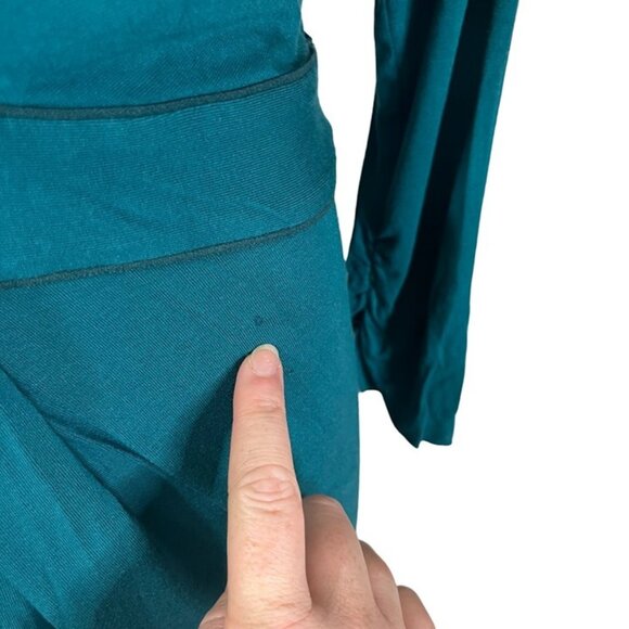 BCBGMaxaxria dress women's S green blue teal long sleeve faux wrap v neck - Picture 5 of 8